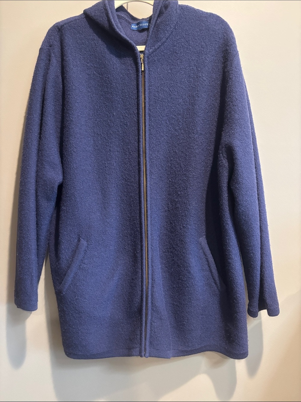 Karen Scott Navy Zip-Up Hooded Heavy Sweater Jacket